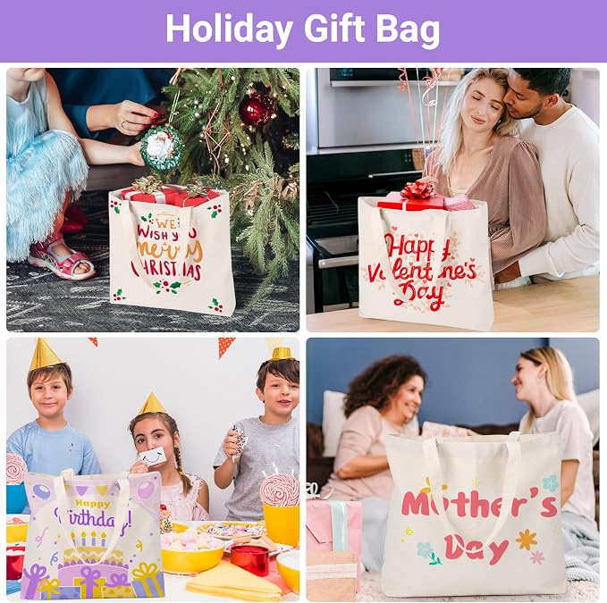 Segarty Small Canvas Tote Bag for Women, 3 Pack 15.75x11.8x3.9 Blank Canvas Tote Bags, Reusable Tote Bag with Natural Cotton and Shoulder Strap, Bulk for DIY, Grocery Shopping, Beach, Travel，Gift - Image 7