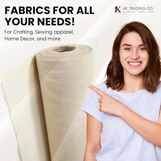 AK Trading CO. | Premium 7oz Natural Cotton Duck Canvas Fabric | 60'' Wide | Arts & Crafts, Upholstery, Home Projects - Lightweight & Durable - Perfect for Crafts, Apparel, and Décor - 10 Yards - Image 6