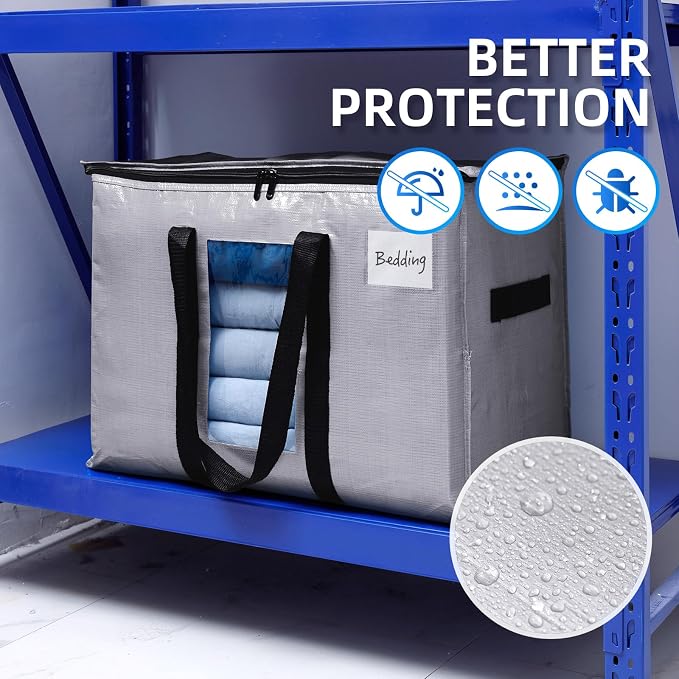 TAILI 10 Pack Silver XXL Moving Bags,Storage Bags with Visible Window | 93L Heavy Duty Totes For Home Storage,Wrap Around Handles,Alternative to Moving Boxes, College Dorm,Perfect for Moving - Image 7