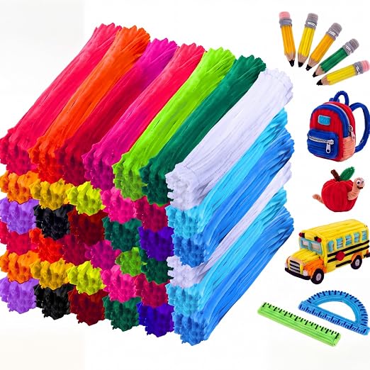 Libima 3800 Pcs Pipe Cleaners Bulk 20 Colors Chenille Stems Craft Supplies 12" Long Fuzzy Sticks 6 mm Teacher Welcome Back Gifts DIY Flower Kits for Art Bouquet Creative Activity Decor (Multicolor) by Libima