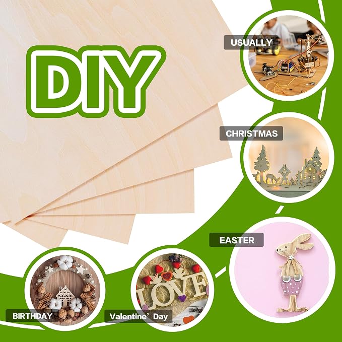 Basswood Sheets 12"x12"x1/8",3mm Basswood for Laser Cutting,Thin Plywood Board Unfinished Wood for Crafts, DIY Architectural Models Making, Wood Engraving (12inchx12inch-1/8-12Packs) - Image 4