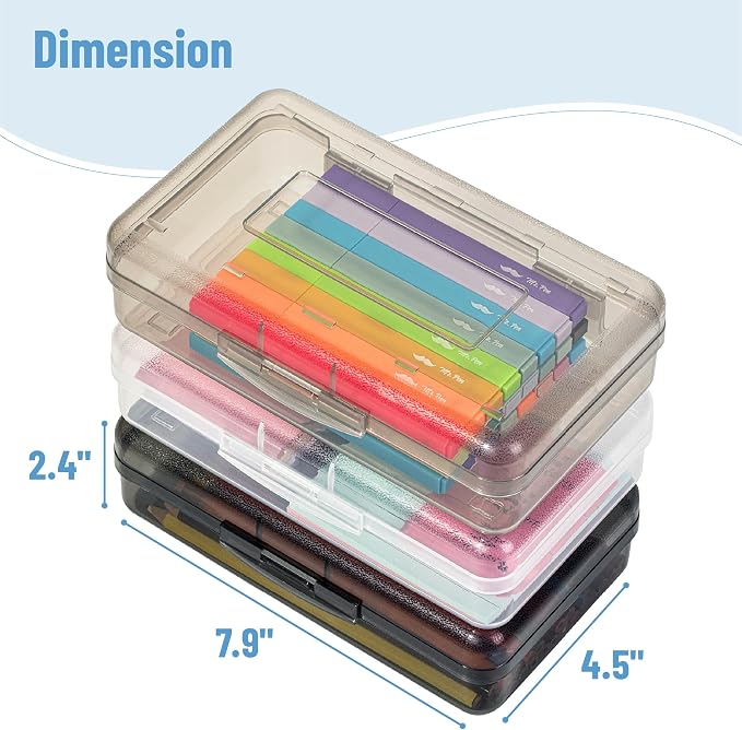 Mr. Pen- Clear Pencil Boxes, 3 Pack, Grey Shades, Snap-Tight Lid | Plastic Pencil Box Organizer, 7.9"x4.5"x2.4" - Image 3