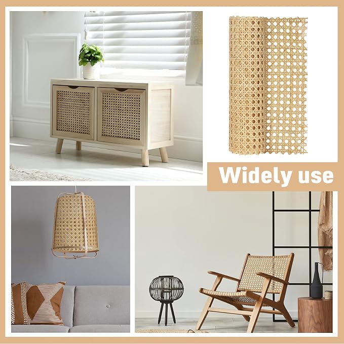 2 Feet 18'' Width Natural Woven Cane Webbing Roll, Rattan Repair Material | Pre-woven Natural Rattan Cane Webbing Roll, Durable Material, Flexible to Cut, Ideal for Chair Repair, Cabinet Renovation - Image 4