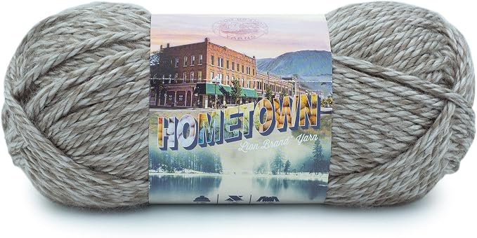 Lion Brand Yarn Hometown Yarn, Super-Bulky Yarn for Knitting, Crocheting, and Crafting, 1 Pack, Bellefontaine Concrete | Super Bulky Acrylic Fiber for Warm Crochet Blankets, Knit Winter Hats, Chunky Cardigans, Soft Scarves, Weaving by LionBrandYarn