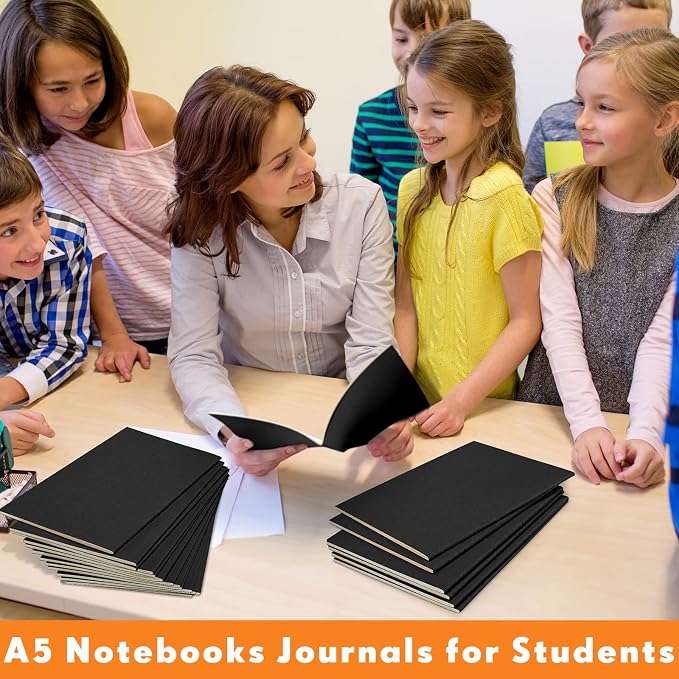 100 Pcs A5 Journals Notebooks Bulk,Black,Blank | Kraft Softcover Small Notebooks 5.5 Inch x 8.3 Inch Notepads with 60 Page 30 Sheet for Writing Sketch Travel Office Supplies - Image 5