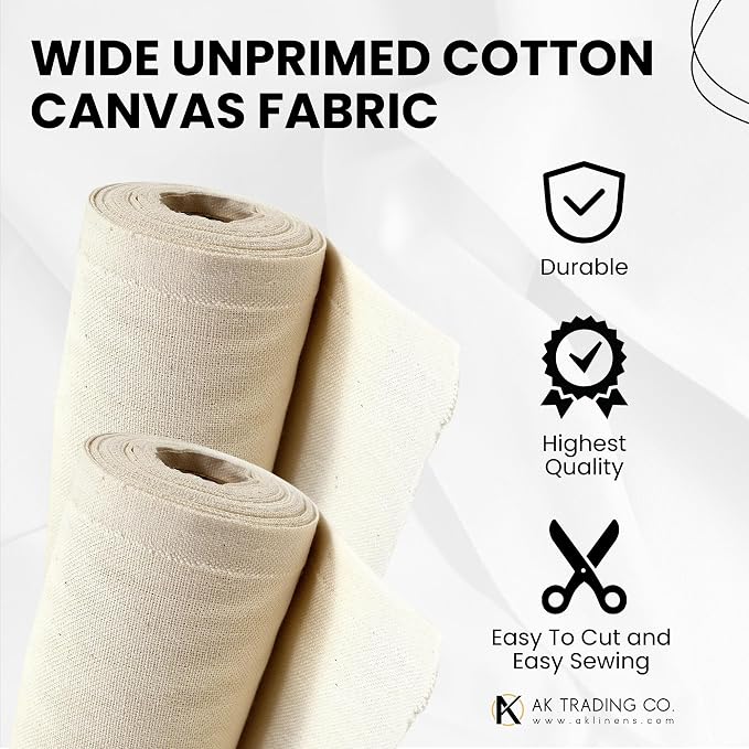 AK TRADING CO. | Premium 7oz Natural Cotton Duck Canvas Fabric | 60'' Wide | Arts & Crafts, Upholstery, Home Projects - Lightweight & Durable - Perfect for Crafts, Apparel, and Décor - 100 Yards - Image 4