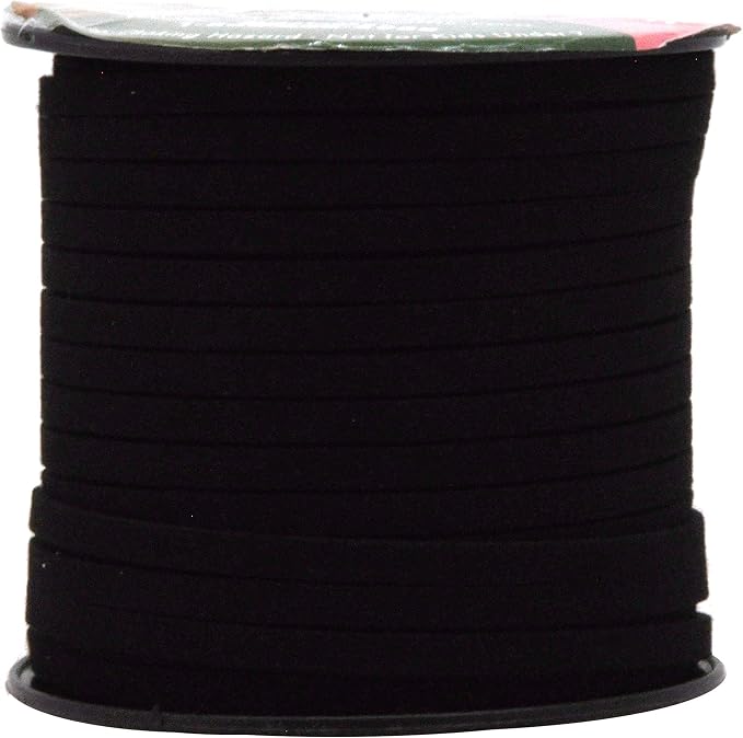 Mandala Crafts 5mm Black Faux Suede Vegan Leather, Jewelry Making | 50 Yards Durable Flat Leather Strings, Laces & Strips for Bracelets, Necklaces, Braiding, Dream Catchers Supplies & Chokers by MandalaCrafts