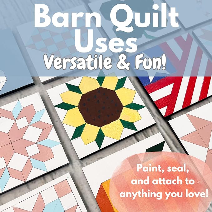 Barn Quilt DIY Kit | Unfinished Wood Quilt Block Painting Sign Pattern | Paintable Wooden Panel | Farmhouse Rustic Wall Art Craft (9 inches, Friendship Star) - Image 8