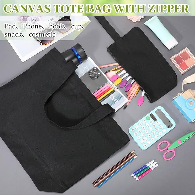 Silkfly Large Canvas Tote and Makeup Bag Bulk Cotton Tote with Handle for DIY Sublimation Embroidery Craft Wedding Gift - Image 4