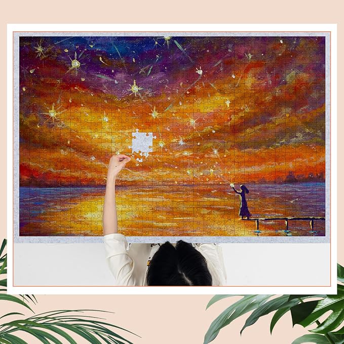 Blosssound Light Gray 55 x 37 for 3000 Piece Foldable Puzzle Board Mat Large Portable Felt Jigsaw Puzzle Mat Pad Non Slip Storage Board - Image 4