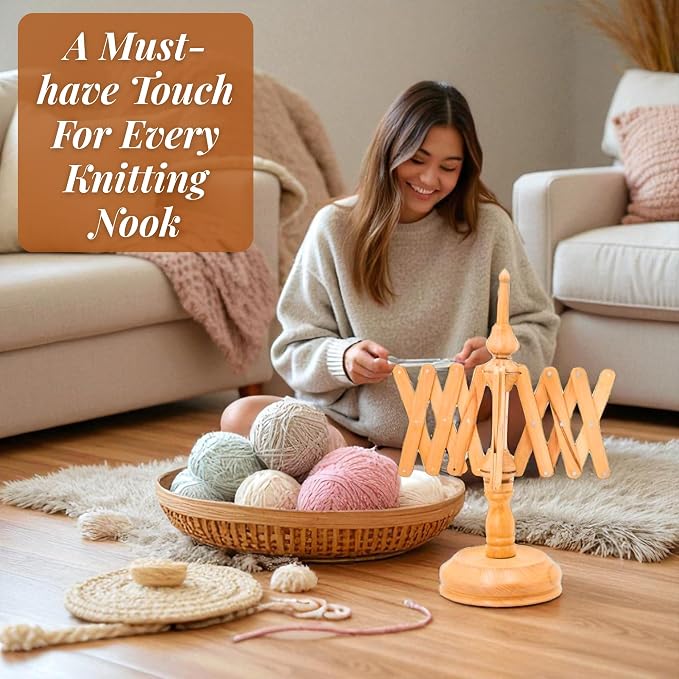 Artistic International Wooden Yarn Winder Set - Handcrafted Yarn Ball Winder for Knitting & Crocheting (Beechwood Swift AT) - Image 4