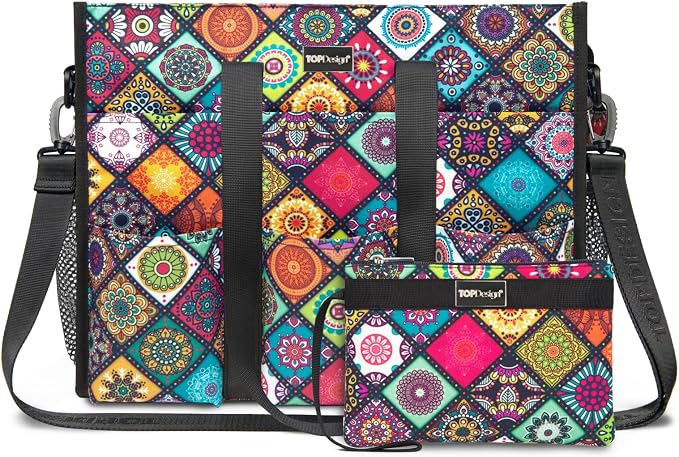 TOPDesign Utility Water Resistant Tote Bag with 22 Pockets, Top Zipper Closure & Thick Bottom Support, for Working Women by TOPDesign