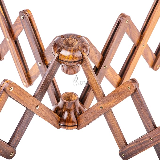 Rosewood Yarn Swift, Wooden Umbrella Hank Holder for Knitting | Umbrella swift opens to hold a full hank taut, spins freely, folds flat for storage, tabletop clamp. - Image 9