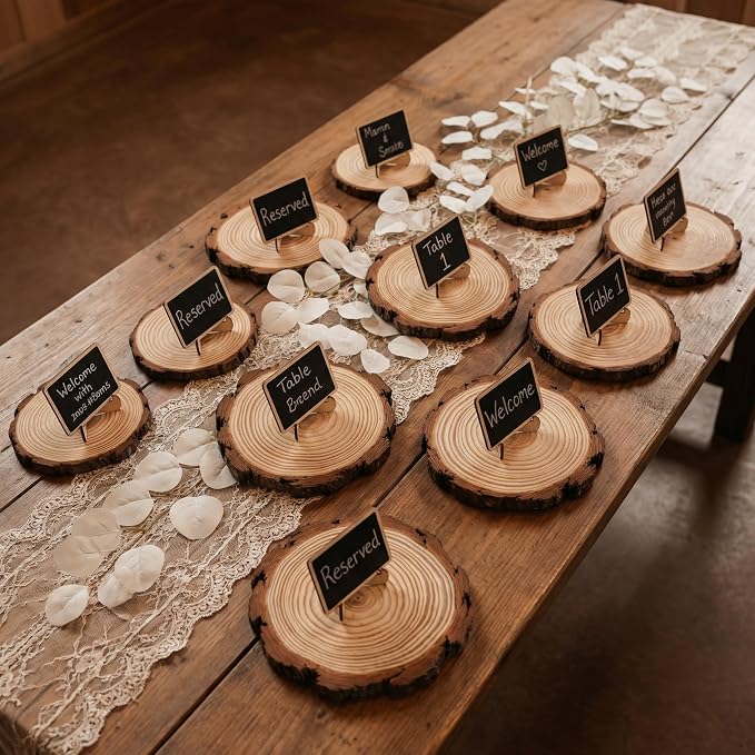 SENMUT 10 Pack Large Wood Slices for Centerpieces 9-10 Inch - Natural Unfinished Round Wooden Trays for Decor, Rustic Wedding Table Centerpieces, Party Event Decorations & DIY Crafts - Image 5