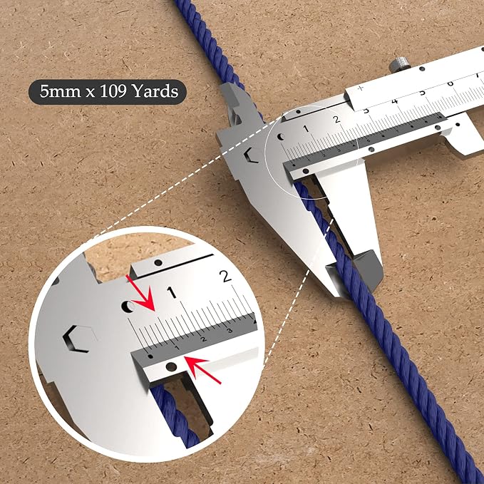 ZUEXT Macrame Cord, Sapphire Blue, 5mm x 109yds Cotton String Macrame Yarn | 100% Natural Handmade, 4 Strands Twisted Cotton Rope, For Wall Hanging Plant Hangers Gift Wrapping Tapestry DIY Crafts, 100m - Image 7