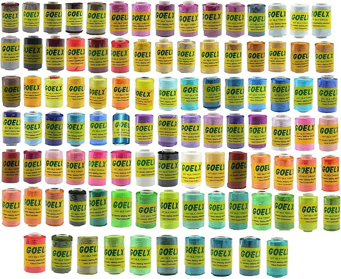 Goelx Silk Thread 100 Main Color Set for Jewelery-Tassel Making- Embroidery-Crafts, Shiny Soft Thread spools-100 Different Shades - Image 3