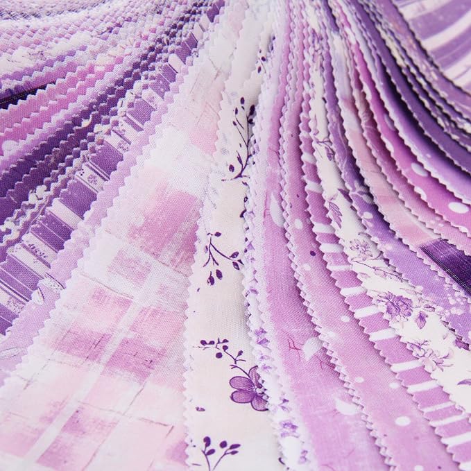 Threadart Purple Prints Jelly Roll - 40 Precut 2.5" Cotton Strips | 40 precut 2.5in cotton jelly roll strips - coordinated for quilts, patchwork, table runners, bags & DIY sewing - Image 7