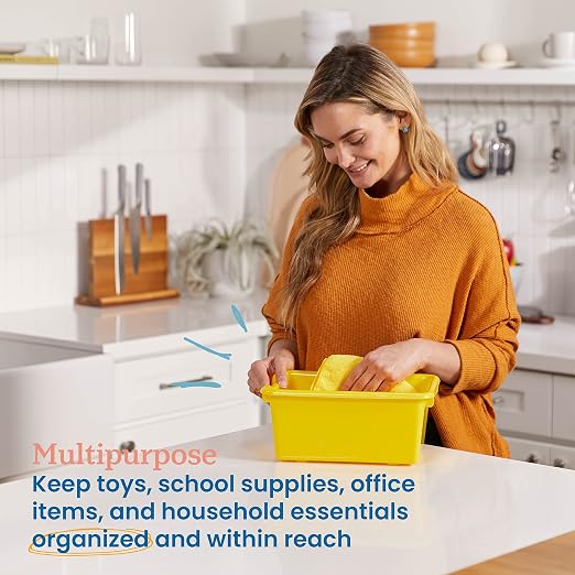 ECR4Kids Scoop Front Storage Bin, Multipurpose Organization, Assorted, 5-Piece - Image 3