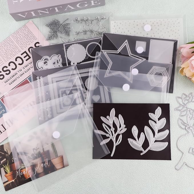 BAOFALI 150 Pcs/Set 7x9.4inch Clear Stamp and Die Storage Pockets, Stamp Storage Bags, Plastic Envelopes, DIY Scrapbooking Storage Die Cuts for Stencil Storage Card Making Cutting Dies - Image 8