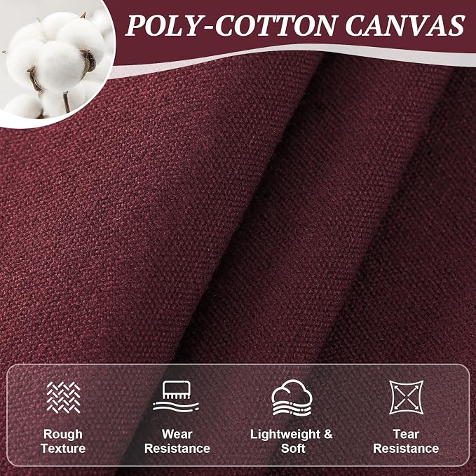 Canvas Fabric 10oz Cotton Upholstery Fabric Drop Cloth 59x36Inch Wine Red | Soft Duck Canvas Cloth, Thick Cotton Fabric By the Yard for Painting, Embroidery, Sewing, Cushion, Home Decor, Arts & Crafts - Image 2