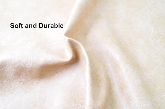 2 Yards 54" x 72" Distressed Crazy Horse Soft Faux Leather Fabric Hot Cream Fake Leather Fabric Upholstery Vinyl for Sofa Chairs Car Seats Crafts - Image 4