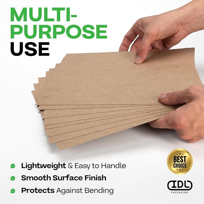 Chipboard Sheets 12" x 12", Pack of 50 - USA-Made Cardboard Sheets | for Scrapbooking, Framing - Heavy-Duty 0.022" Thickness Cardstock - Chip Board Pads for Crafts, DIY Projects by IDL Packaging - Image 6
