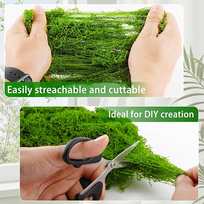 Yomirduy Artificial Moss for Crafts, 3.5OZ Fake Green Moss for Potted Plants, Faux Moss Decor for DIY Decorative, Walls,Table Centerpieces Decor Fairy Garden Model Making (100g)