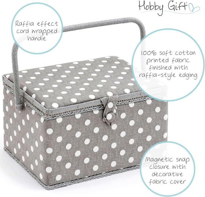 Hobby Gift Large Sewing Box Craft Storage Box with Handle Internal Accessories Tray Pin Cushion and Pocket for Sewing Knitting and Hobby Supplies - Image 4