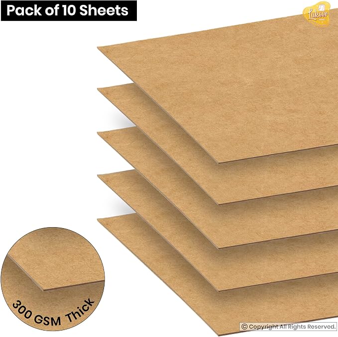 Lakeer 300 GSM A3 Kraft/Craft Paper Craft Liner Sheet for DIY Craft (Brown Color) Photo Sheet - Pack of 10 - Image 3