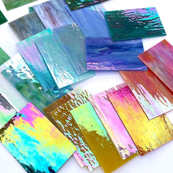 LITMIND 24 Sheets Iridescent Stained Glass Variety Pack - 6 x 4 Inch Cathedral Art Glass for Mosaic Crafts & Supplies, Assorted Colors for Stunning Projects - Image 6