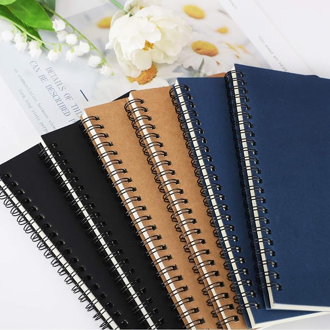 EUSOAR College Ruled Spiral Notebook, A5 12 packs 5.5"X8.3" 120 Pages Lined Travel Writing Notebooks Journal, Memo Notepad Sketchbook, Students Office Business Subject Diary-3 Colors - Image 9
