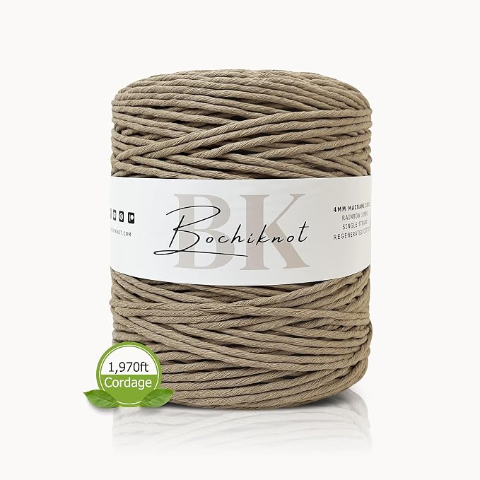 3mm Macrame Cord, 650 Yards, Single Strand Cotton (Buttercream) - Image 2