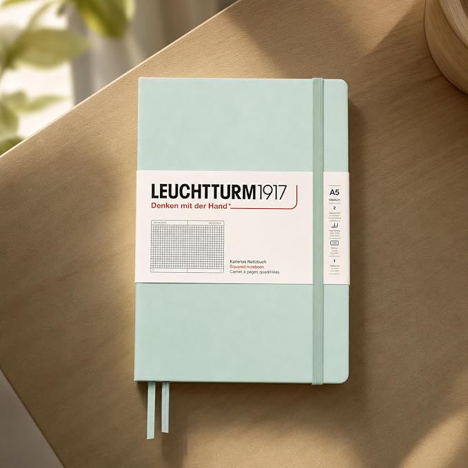 LEUCHTTURM1917 - Notebook Hardcover Medium A5-251 Numbered Pages for Writing and Journaling (Mint Green, Squared) - Image 4