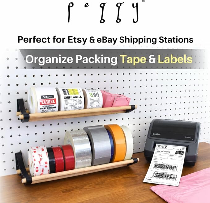 PEGGY Pegboard Spool Organizer Kit | 12-Inch | 3-Pack | White | Creates 3 Triple-Rod Organizers. Fits Standard Pegboards, Supports Up To 5 Lb Per Organizer & Is Made In USA. - Image 5