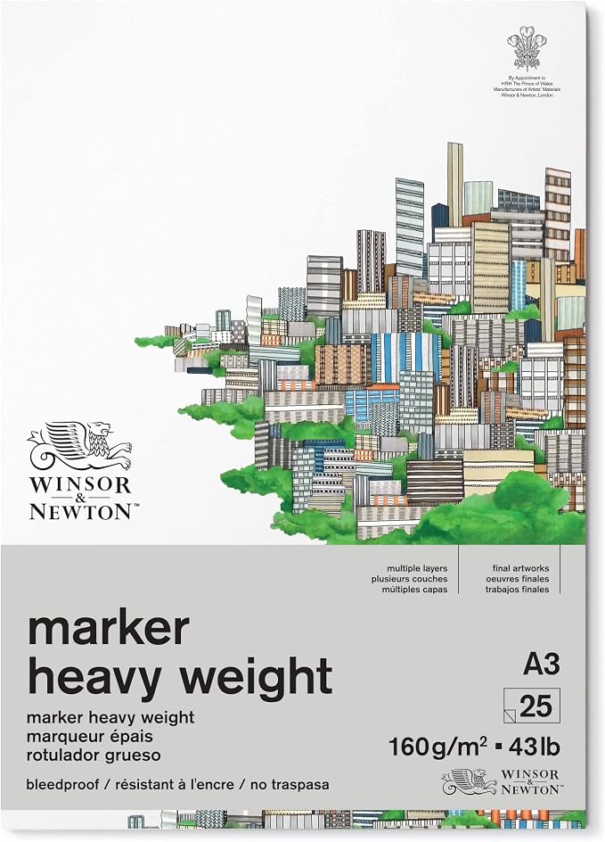 Winsor & Newton 6002013 Non-Carbon Marker Paper in Pad - 25 Sheets DIN A3, 175 g/m², FSC, Chlorine and Acid Free, Ageing Resistant for All Types of Alcohol-Based Markers by WinsorNewton