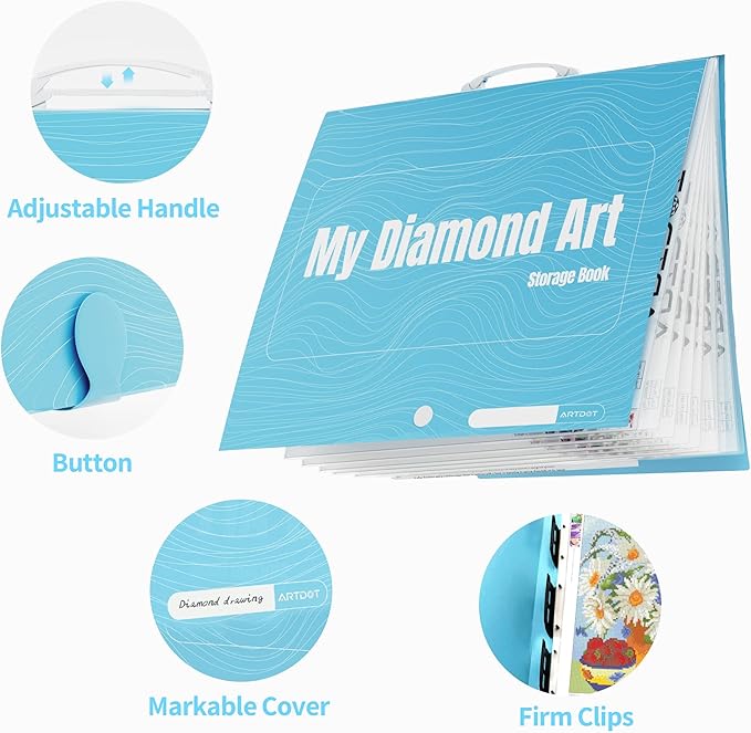 ARTDOT A1 Storage Book for Diamond Painting Kits, Diamond Art Portfolio Folder for Diamond Painting Accessories with 13 Pockets, 26 Views Protectors (34x25.4inches) - Image 3
