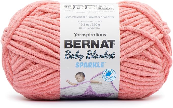 Bernat Baby Blanket Sparkle Rose Glow Yarn - 1 Pack of 10.5oz/300g - Polyester - #6 Super Bulky - 220 Yards - Knitting & Crochet - Image 2