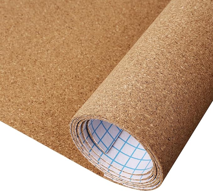 ReWallpaper Large Cork Board Roll 1.5mm Thick Self Adhesive Cork Boards for Wall Natural Corkboard Roll Peel and Stick Backing for Bulletin Board Decorations DIY Classroom Home Kitchen 17.3in x 16.5ft by ReWallpaper
