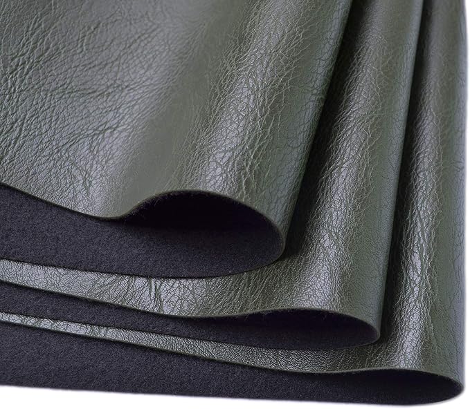 Wento Thick 2 Yard Faux Leather Fabric Soft Skin Grain PU Leather Fabric for Furniture Cover Reupholster Sofa Chairs Cushions Vinyl Upholstery (2 Yards, Dark Green) by Wento