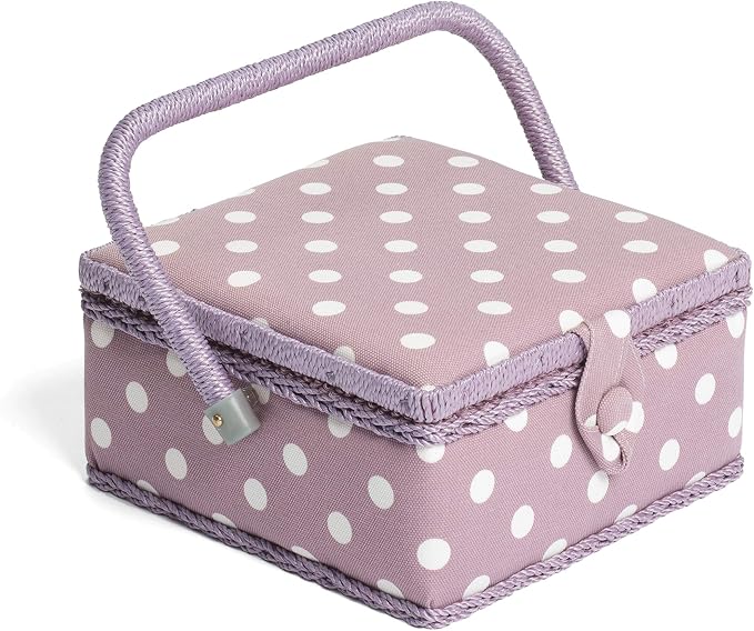 Hobby Gift Small Sewing Storage Box Craft Organiser with Handle Internal Tray Pin Cushion and Pocket for Sewing Accessories and Hobby Supplies by HobbyGift
