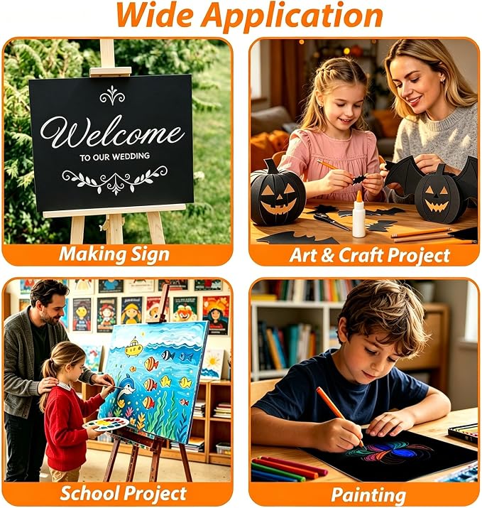 30 Sheets Black Poster Board, 24x36 inches Large Poster Paper, 250GSM Thickness Blank Posterboard Bulk for Office Project, School Supplies, DIY, Signs Project Presentations, Crafts and Drawing - Image 5