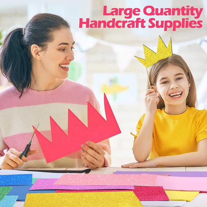 Pangda 100 Pcs 9 x 12 Inch EVA Craft Foam Sheet Crafts, 10 Glitter Colors | 2mm Thick Sheet Craft, Colorfed Crafting Handicraft Paper Set, for DIY Arts Scrapbooking School Classroom Project Supplie - Image 7