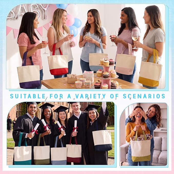 Sanwuta 12 Pcs Mini Canvas Tote Bag Small Sublimation Blank Reusable Grocery Cloth Tote for Women Craft Gift Shopping (Assorted) - Image 7