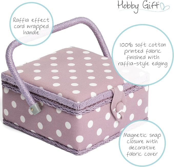 Hobby Gift Small Sewing Storage Box Craft Organiser with Handle Internal Tray Pin Cushion and Pocket for Sewing Accessories and Hobby Supplies - Image 4