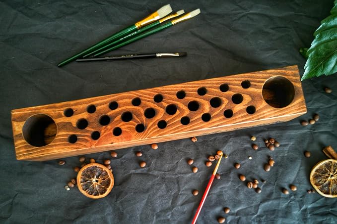 Personalized Paint Brush Holder, Handmade Wooden Artist Tool Organizer, Custom Engraved Desk Caddy for Painters, Art Studio Storage Stand, Unique Gift for Artists, Artist Gift - Image 7