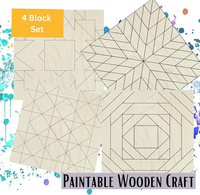 9 Inch Barn Quilt Kit Set 4 | Boho, Milky Way Star, HST, Pineapple | Unfinished wood blocks to paint for DIY parties, farmhouse wall decor, quilting-inspired crafts, handmade gifts. - Image 3