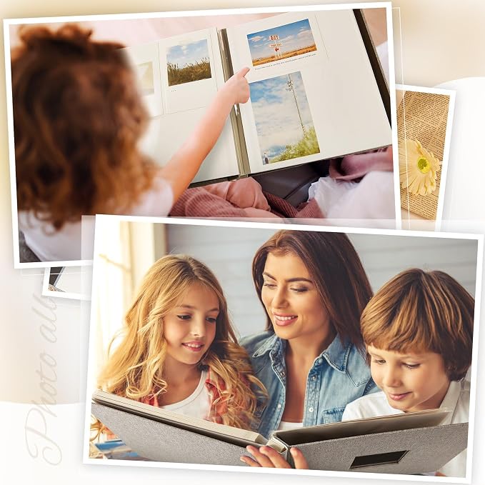Jetec 5 Pcs 11 x 10.6 Inch Large Photo Album Self Adhesive,Light Gray - Image 4