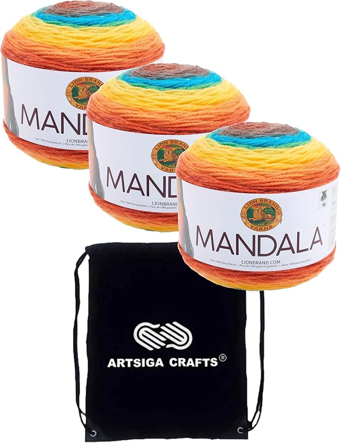 Lion Brand Yarn Mandala 525-207 Thunderbird | 3 Skeins, Same Dye Lot, Project Bag, CYC #3 DK-Light Worsted, 100% Acrylic, Ideal for Crochet, Knitting Baby Blankets by LionBrandYarn