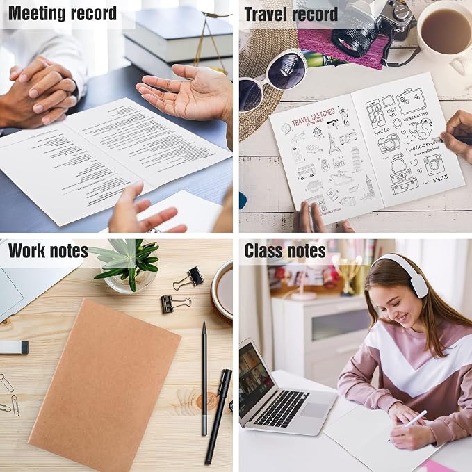 EOOUT 80pcs Kraft Notebooks for Kids, Blank Journals Bulk, Sketch Books, 60 Pages Composition Notebook, 80gsm, 8.3x5.5 Inches, Travel Journal Set, for Travelers, Students and Office Supplies - Image 4