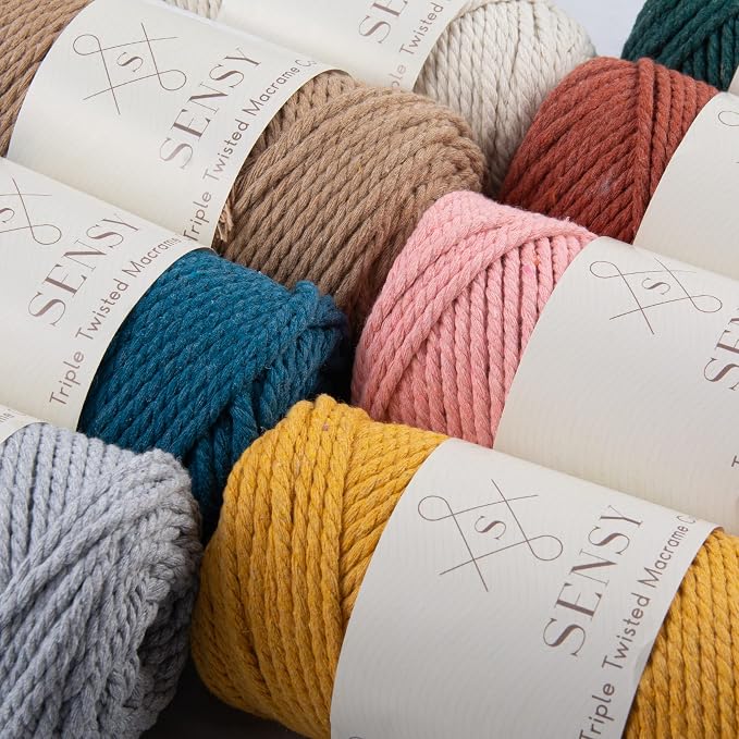 S Sensy 3mm Triple-Recycled Cotton Macrame Cord 4 Skeins, Silver 82 Yards - Image 7